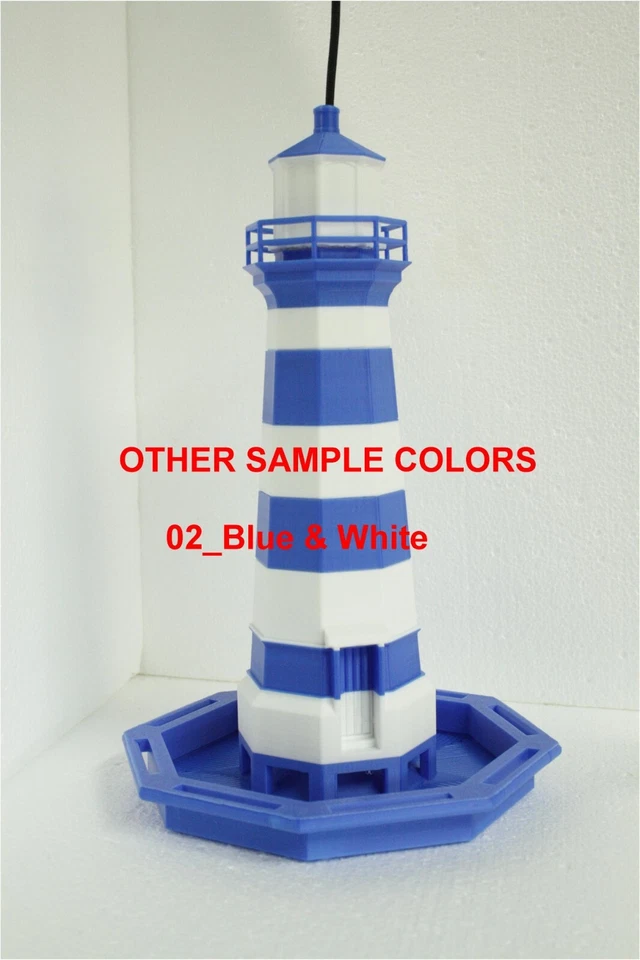 Red White and Blue Octagon Lighthouse BirdFeeder: Patriotic Colors! - Image 3 of 4