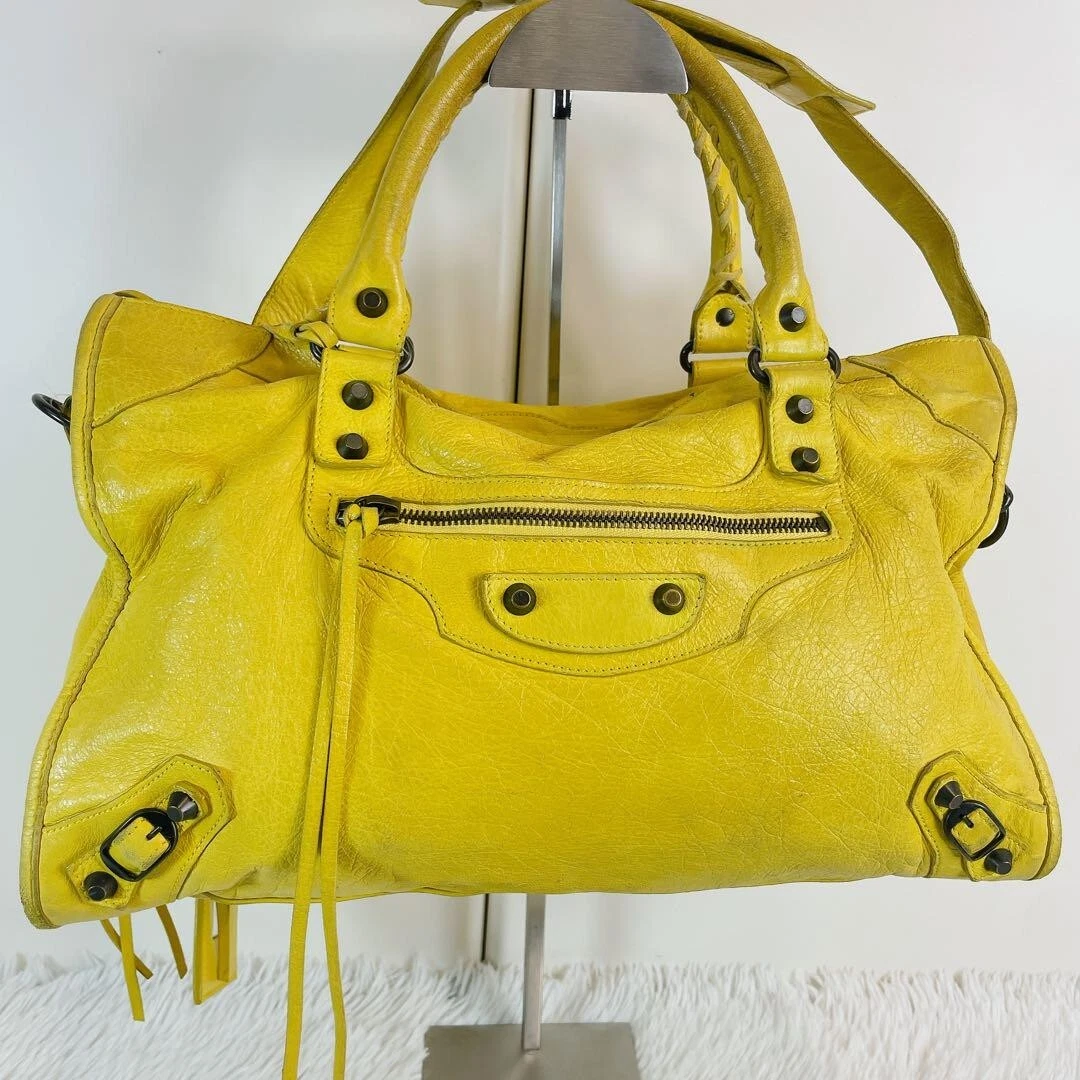 Borsa a mano BALENCIAGA The City 2 vie tracolla pelle gialla donna usata