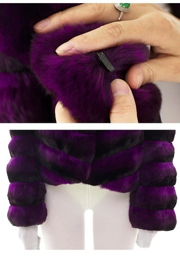 2025 Nuevo Mujer Elegante Real Rex Piel de Conejo Abrigos Largos Chinchilla Solapa - Imagen 9 de 18