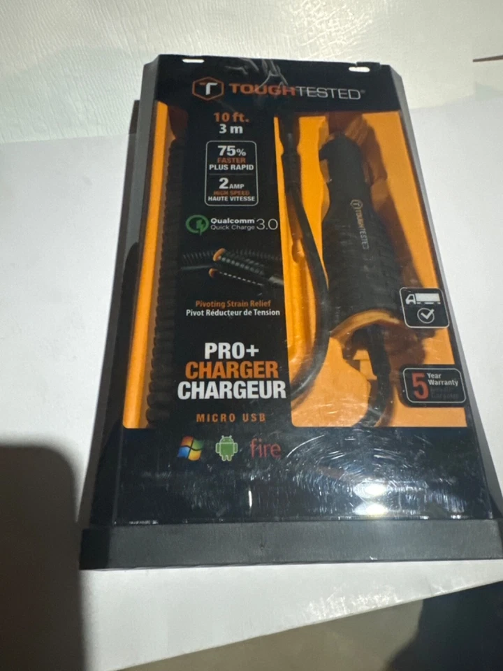 Tough Tested  12v car charger micro USB 10 ft cord - Image 2 of 3