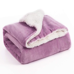 BEDSURE Sherpa Fleece Blanket Throw Size Purple Plush ...