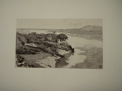 BEAUTIFUL Original Eau Forte HENRI NEIGHBOUR LA RANCE DINAN COTE ARMOR BRETAGNE 1925