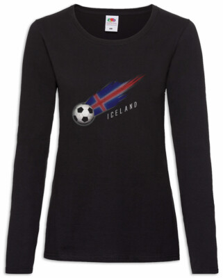 Iceland Football Comet I Damen Langarm T-Shirt isländische Flagge Fußball Island