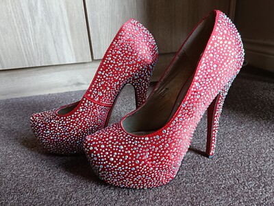 Platform Heels Size Diamante, Stunning Shoes,Only Worn Once!  UK