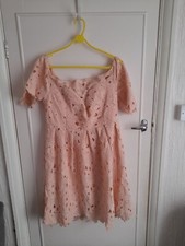 Used Ladies Boohoo pink  Beautifully elegant summer Dress Uk size 16