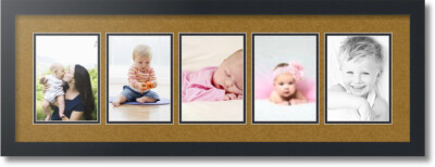 ArtToFrames Collage Mat Picture Photo Frame 5 5x7'' Openings in Satin Black 152