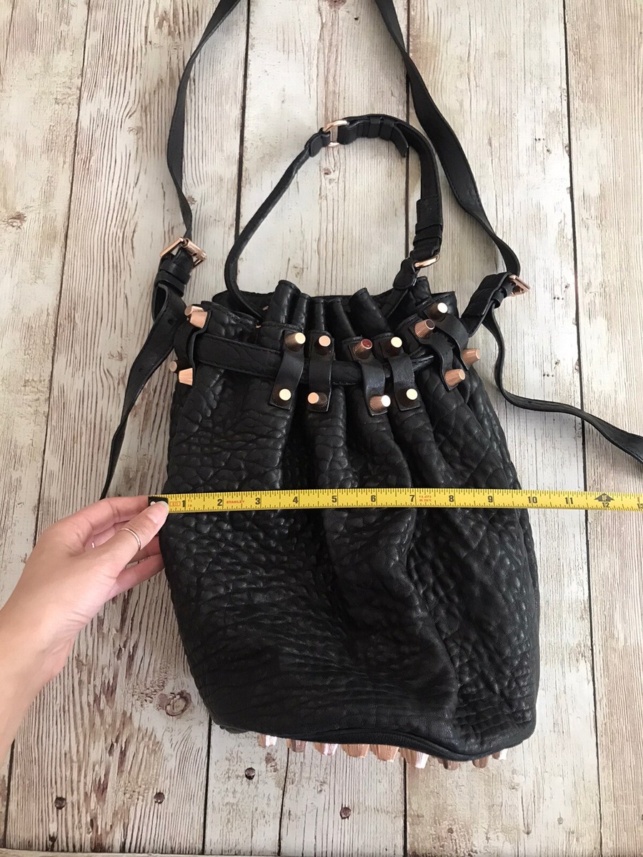 Alexander Wang Diego Bucket Bag Black Leather Rosegold Hardware