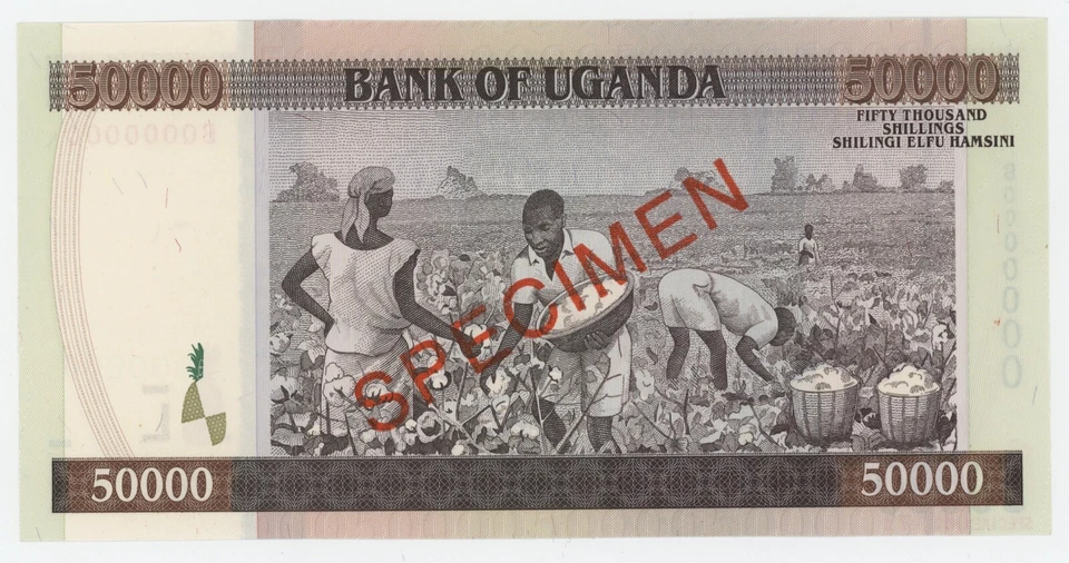 Uganda 50000 Shilingi 2008 Pick 47.s UNC Uncirculated Banknote Specimen - Image 2 of 2