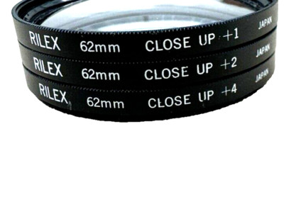 Vintage Rilex 62mm Close Up Lens CU +1 +2 +4 Original Black with Case Japan MINT