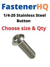 1/4-20 Button Head Socket Cap Screws  Bolts Hex Drive Stainless Steel 18-8