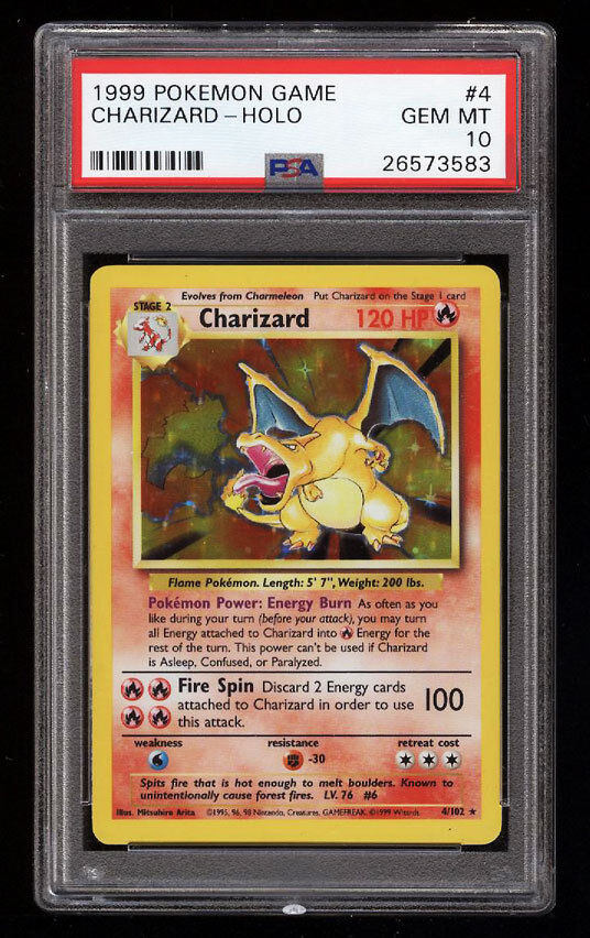PSA 10 CHARIZARD 1999 Pokemon Base Unlimited #4/102 Holo Non PSA 10 CHARIZARD 1999 Pokemon Base Unlimited #4/102 Holo Non