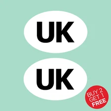 2x UK Oval Rear Car Sticker. Vans, Lorrys, Caravan - UK, Union Jack, EU, Europe