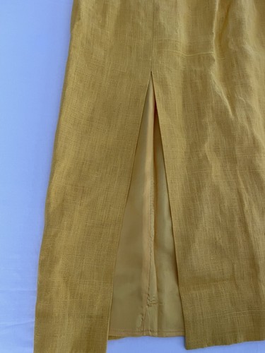 Vintage Harris Wallace Straight Skirt 8 Solid Linen Long (32") Yellow NWT 1223 - Picture 6 of 11