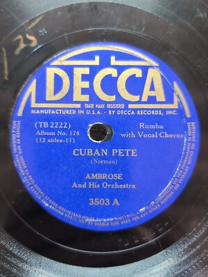 78 RPM Cuban Pete She's A Latin From Manhattan Ambrose Decca 3503