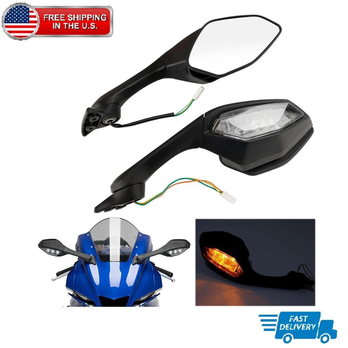Espejo Retrovisor Led Para Yamaha Yzf-r6 17-22 Yzf-r1 15-23 | Cuotas