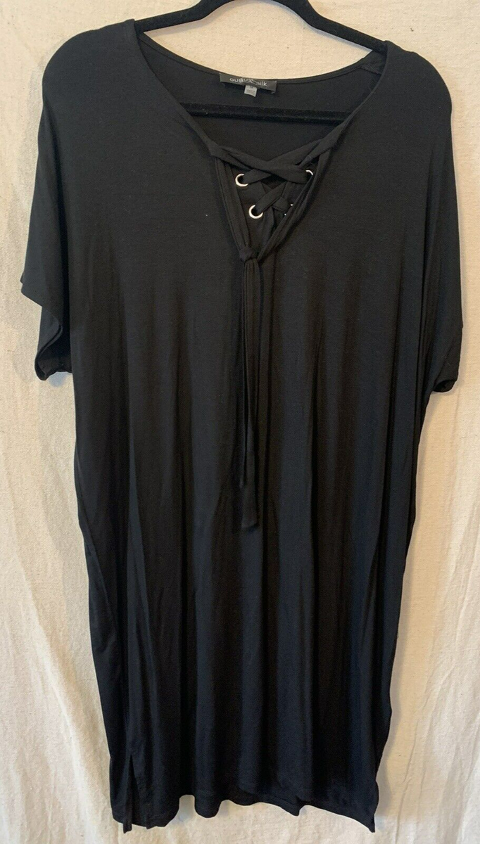 August Silk Dress Womens Medium Black Tunic Pirate Tie Casual Outdoor Ladies  | eBay