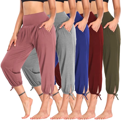 Summer Women's Capri Pants Casual Stretch Cropped Joggers Loose Trousers Fashion - Picture 9 of 44