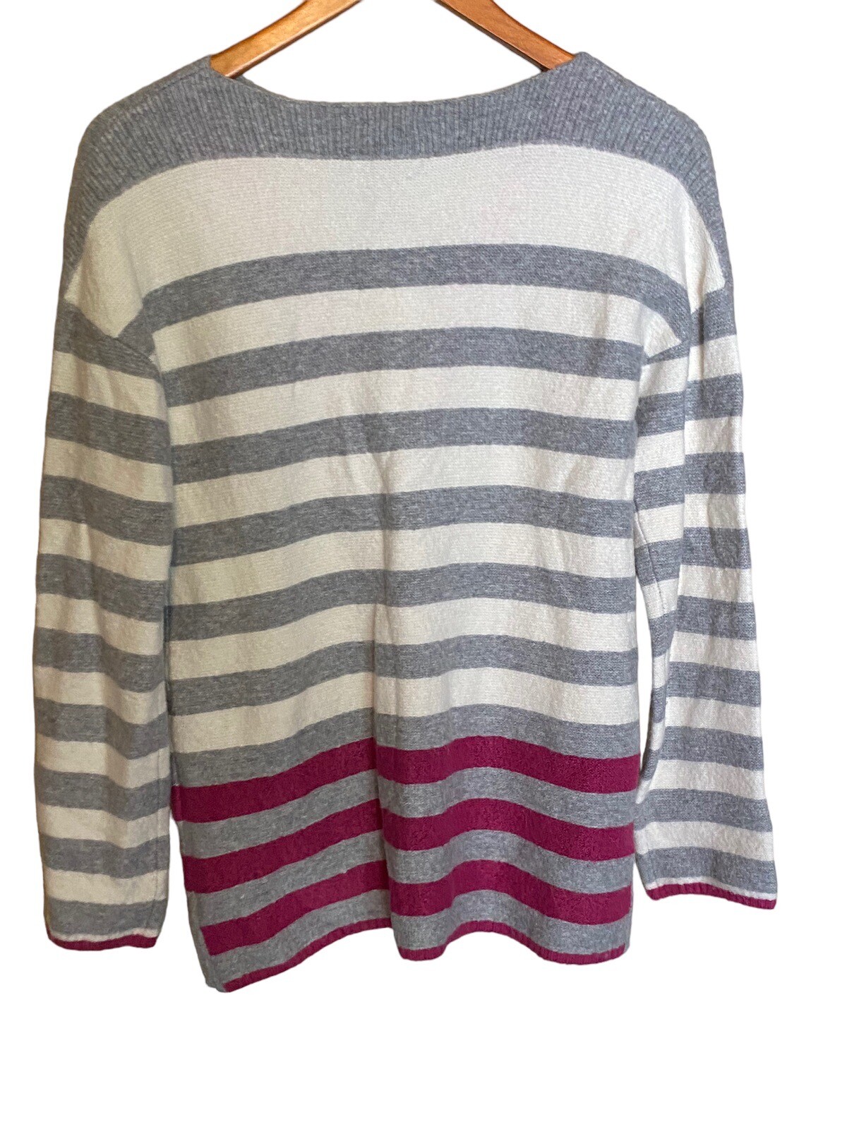 Joules Sweater Size 4 Rowena Boat Neck Jumper Grey Pink Striped Pull On NEW image 2