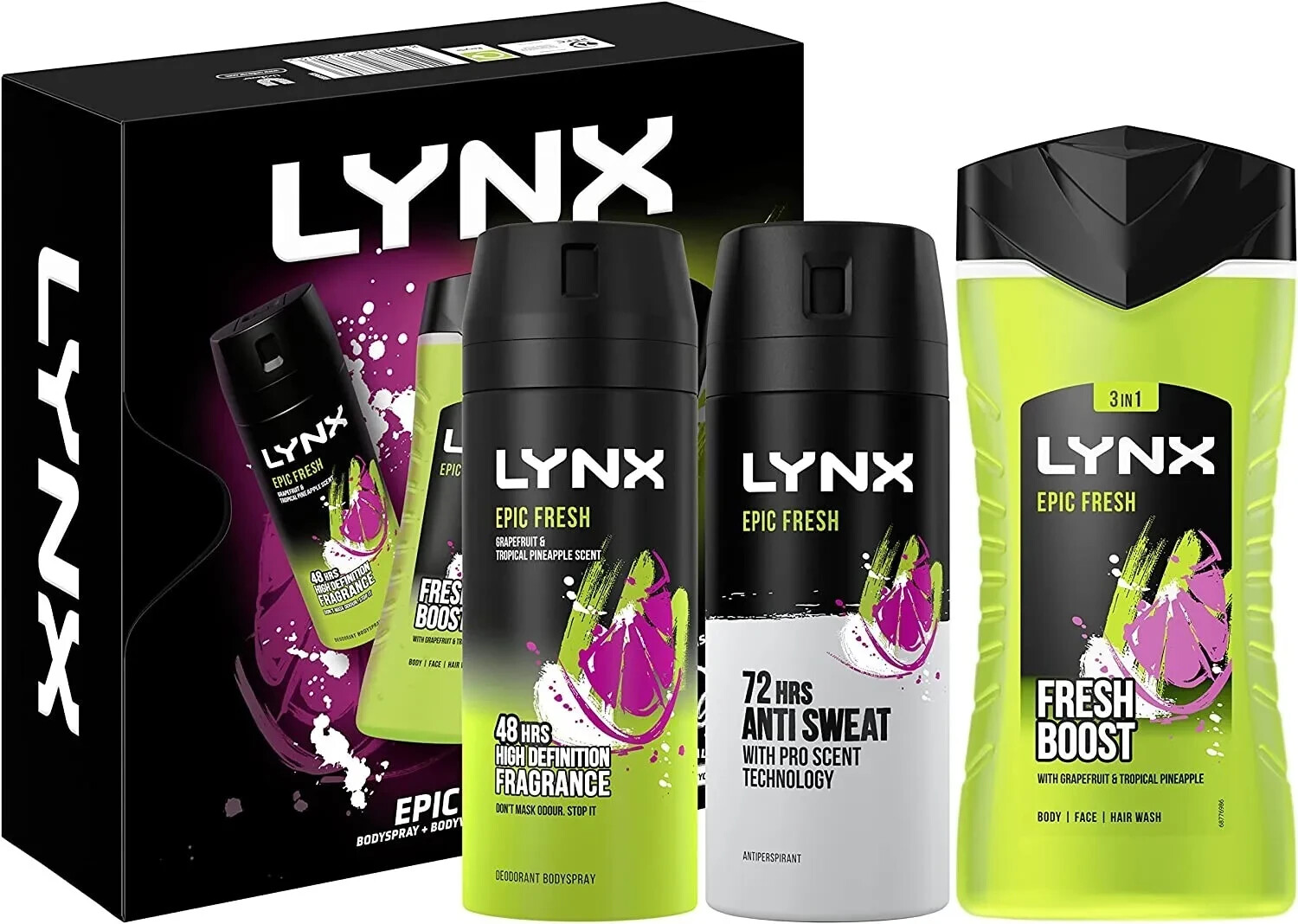 Lynx Epic Fresh Trio Gift Set For Men Bodyspray, Bodywash & APA Deo Gift For Him