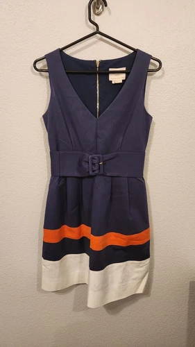 Abito senza maniche con cintura blu navy KATE SPADE taglia 4 prezzo al pubblico $358