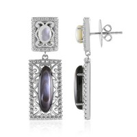 Cavill Ohrringe Damen 925 Sterling Silber Quarz Cabochon Weiß 40Mm