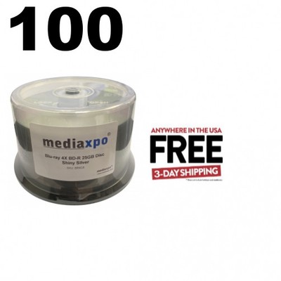 100 Grade A Blu-ray 4X BD-R 25GB Disc Shiny Silver **1-3 DAYS