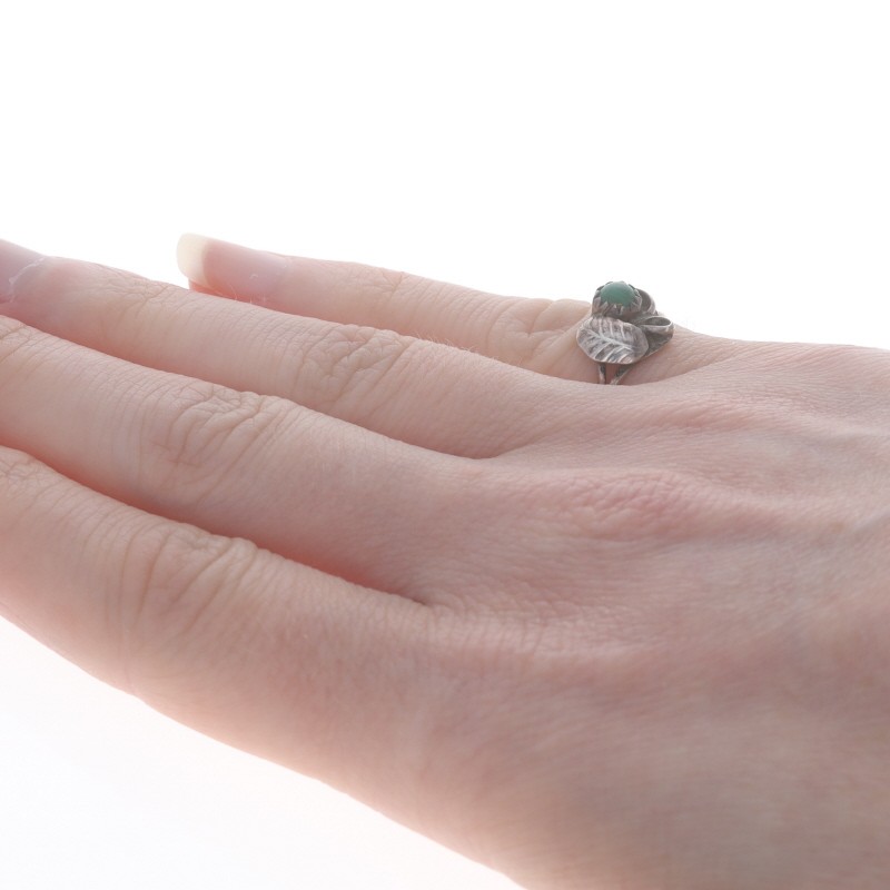 Native American Malachite Solitaire Ring - Sterli… - image 4