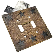 Western Stars Double Light Switch Cover & Screws Cabin Lodge Horse Ranch New