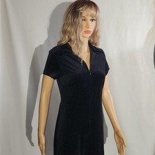 Vintage 1970s Black Velet Jumpsuit Made in USA Fits Medium to Large Disco Dance