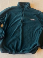 VINTAGE NAUTICA COMPETITION GREEN EMBROIDERED FLEECE 1/4 ZIP JACKET SZ L