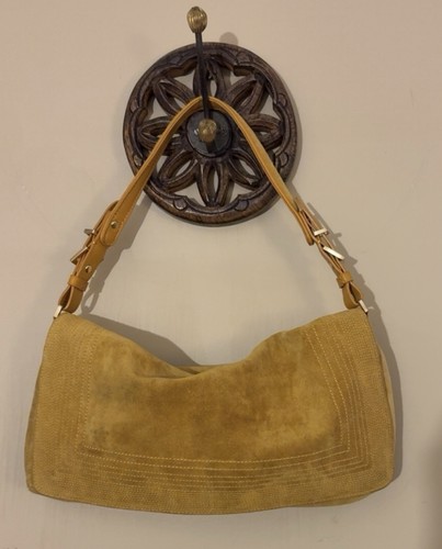 Cole Haan Vintage senfgelb Wildleder Leder Hobo Schulter Clutch Tasche Y2K - Bild 3 von 11