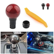 Carbon Fiber Car Gear Shift Knob Head Shifter Lever Round Press Style Automatic