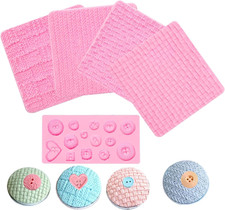 Fondant Impression Mats Molds, Knitting with Button Silicone Chocolate Molds (5