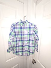 Ralph Lauren Boys Plaid Cotton Long Sleeve Button-Up Collared Logo Large 14/16
