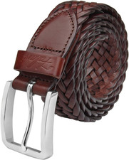 Men'S Braided Belt 100 Genuine Leather Stainless Steel Buckle 35Mm