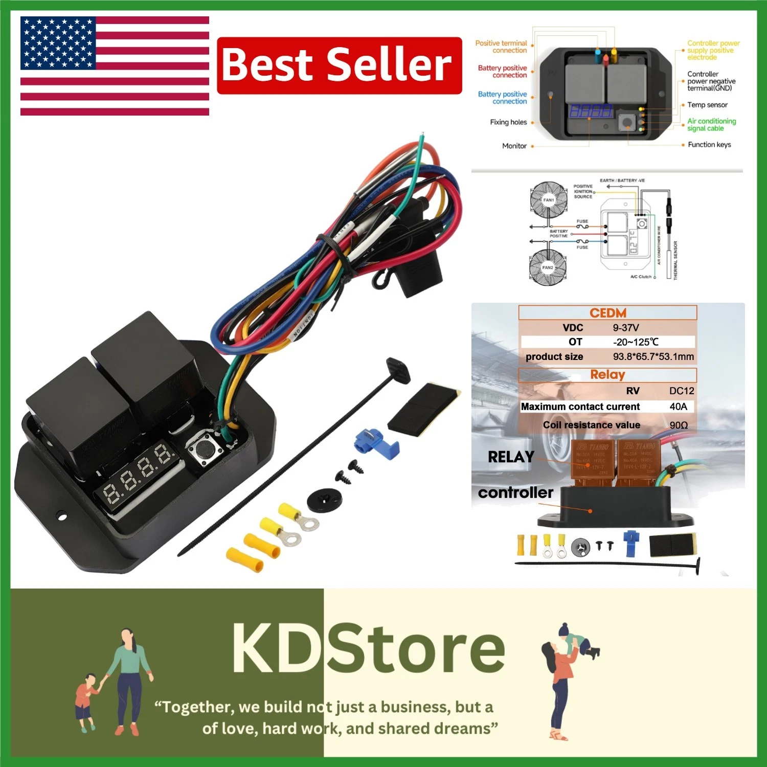 Compact Digital Fan Controller with Dual Voltage - Ideal for Car Cooling Systems