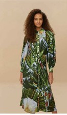 Farm Rio Blue Amazonia Forest long midi tie shirt dress sz M new NWT