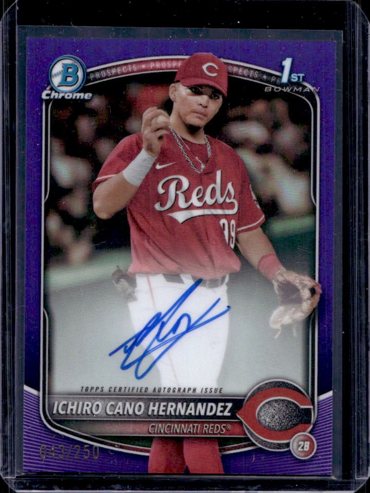 2025 Bowman Ichiro Cano Hernandez Chrome Auto Purple Refractor 1st #43/250