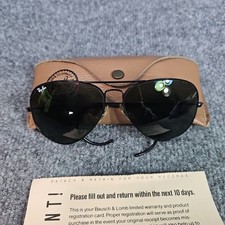 Vintage Ray-ban Aviator Sunglasses Black Frames B L Lenses Hooked Arms