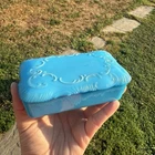 Vintage Antique Blue Milk Glass Dithridge Vanity Dress Trinket Box Regency