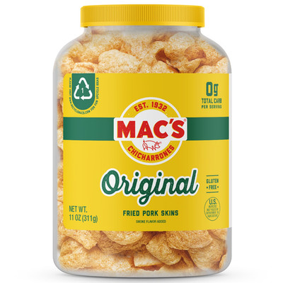Mac's Original Fried Pork Skins 11oz Barrel