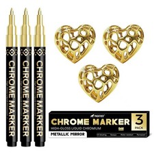 Pagather 3Pcs Chrome Paint Markers, Gold Permanent 1 Count Pack of 3 ,