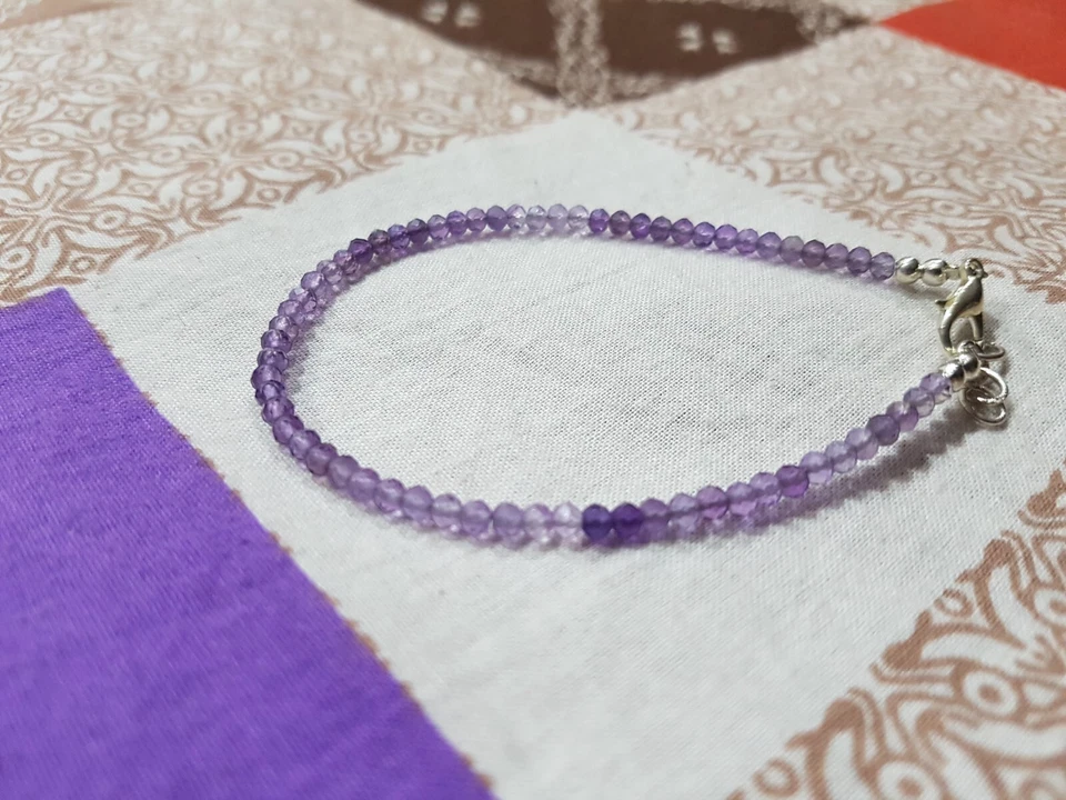 Collana in argento sterling 925 con pietre semi preziose ametista +... - Immagine 3 di 4