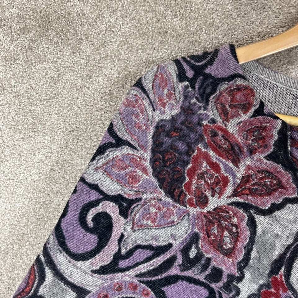 Пуловер женский Chicos пончо L XL черный фиолетовый цветочный асимметричный богемное - 3551 - Изображение 2 из 4