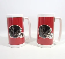 Vintage 80s Atlanta Falcons Insulated Thermo-Serv Mug Stein 16 oz PAIR of 2 USA