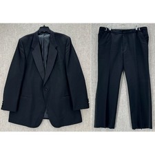 Giorgio Patrino Black Wool Tuxedo Suit Jacket 48R  Pants 41X30