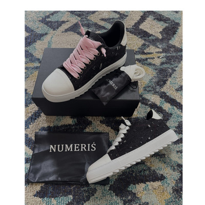 NUMERIS Herren Sneaker Schwarz Weiß Rosa EU 43 Low Top Schnürsenkel 2-farbig