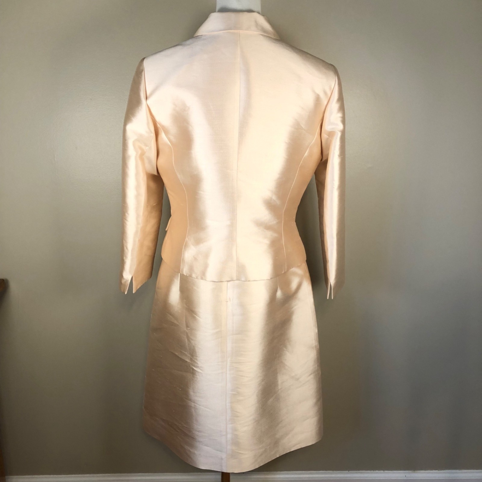 Rickie Freeman for Teri Jon 100% Silk Peach Dress & Jacket Combo Size 8
