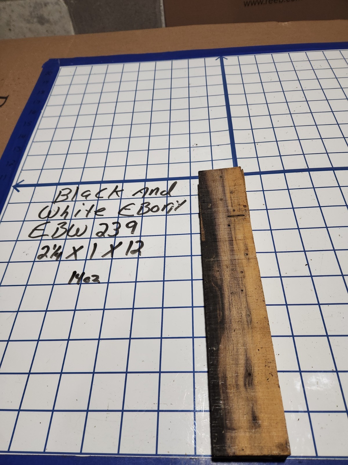 Black and White Ebony  Wood turning  blank   2 1/4 " x 1 " x 12   " EBW239