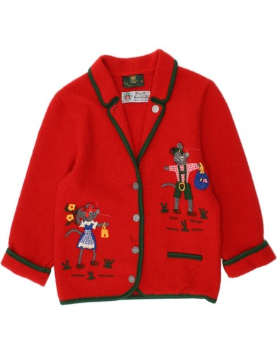 GIESSWEIN Girls Graphic 4 Button Blazer Jacket 7-8 Years Red Wool BW03